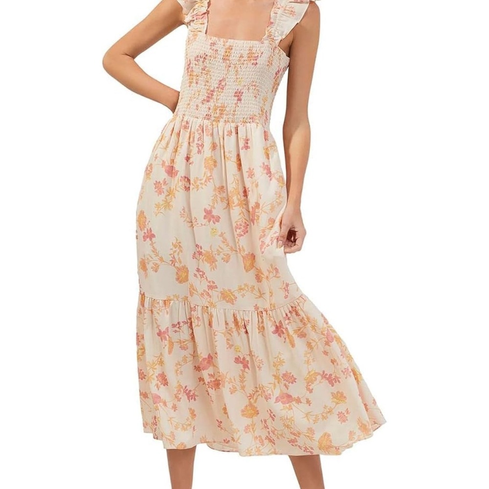 French Connection Cream and Pink Maxi Dress